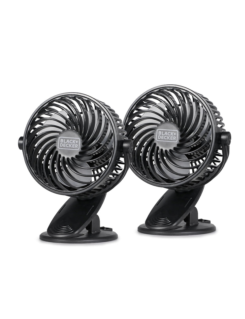 Black & Decker 4" Clip Fans, 3-Speed, Black, 2/Pack (BFDC42PK)