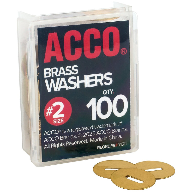 ACCO Washers, 15/32", Brass, 100/Box (ACC71511)