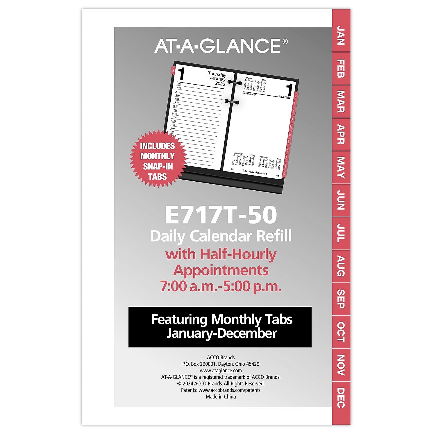 2026 AT-A-GLANCE 6" x 3.5" Daily Calendar Refill Pages, White/Black (E717T-50-26)