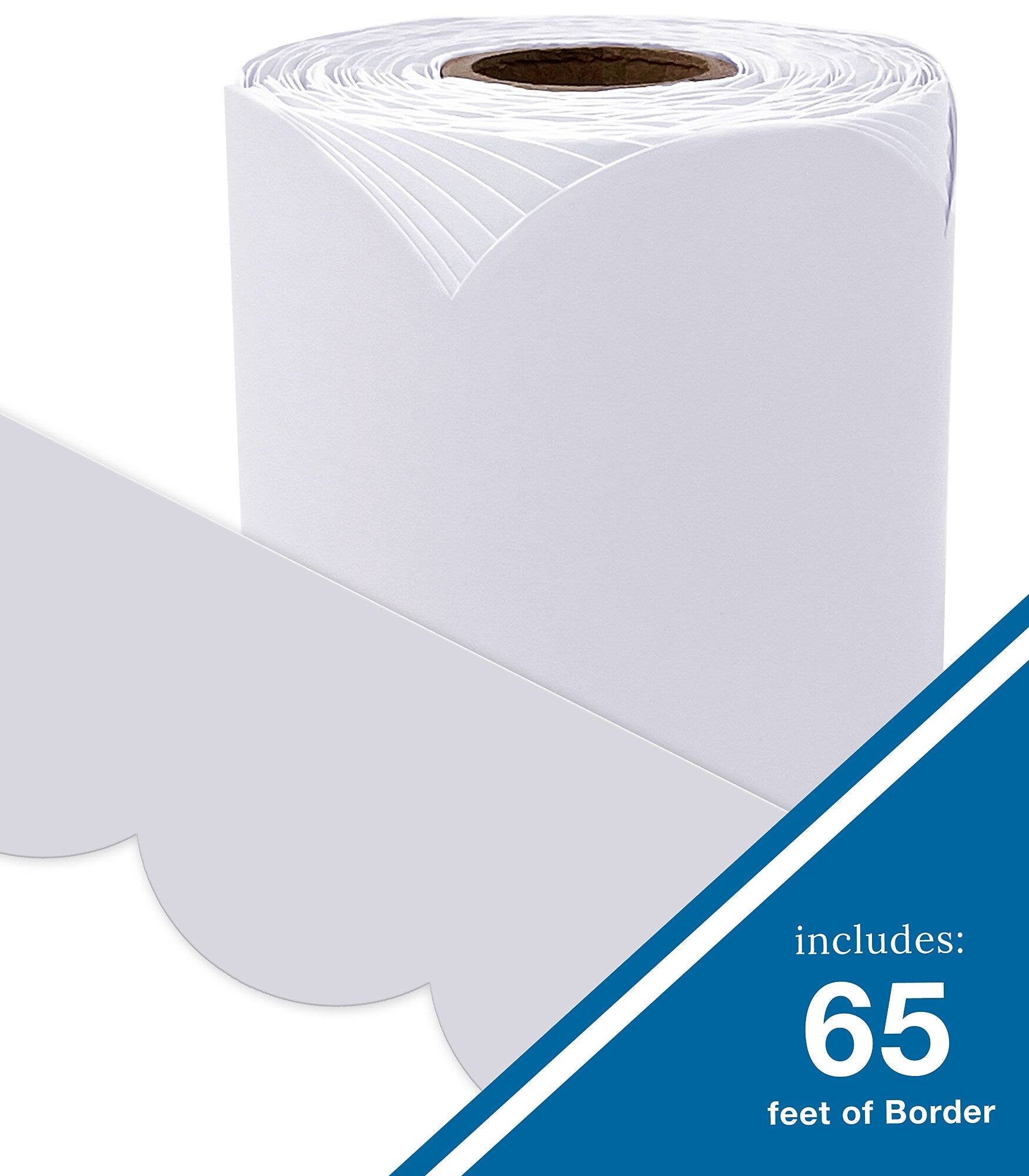Carson Dellosa Rolled Scalloped Bulletin Board Border, 3" x 65', Whisper Gray (108538)