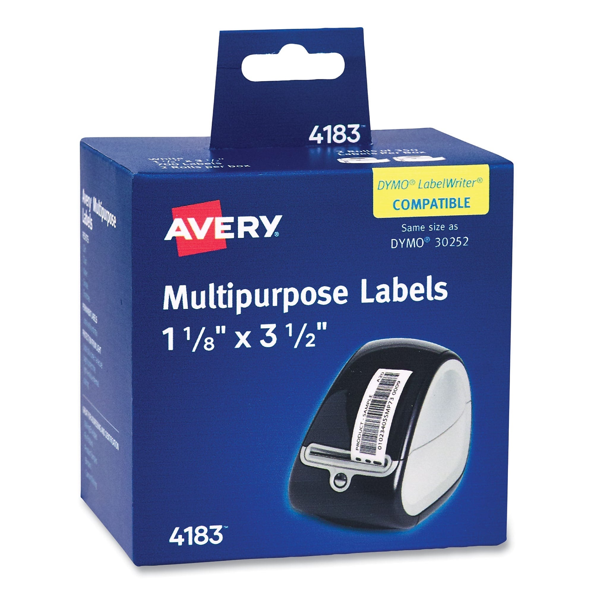 Avery Multipurpose Thermal Labels, 1 1/8" x 3 1/2", White, 350/Roll, 2 Rolls/Box