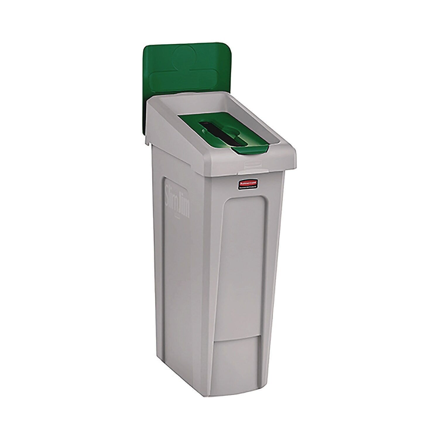 Rubbermaid Commercial Slim Jim Single-Stream Paper Recycling Station Kit, 23 Gallon, Gray/Green (2185054)
