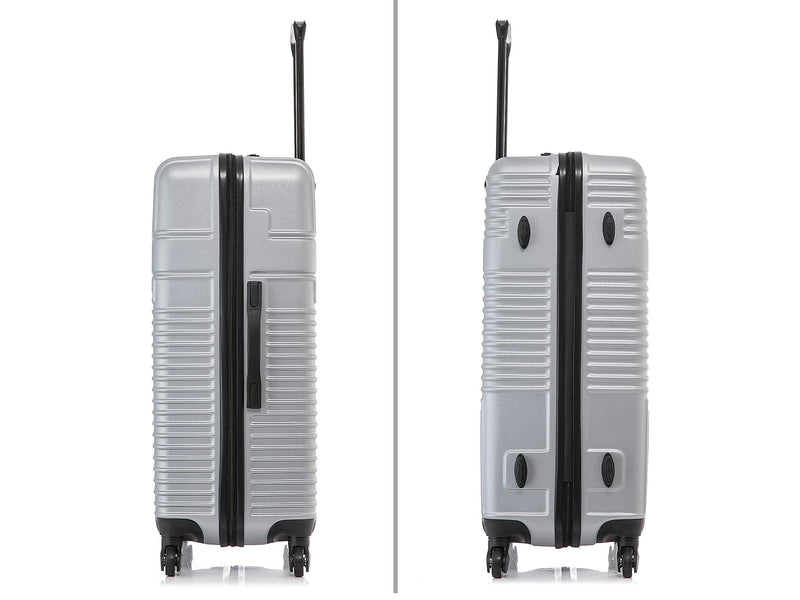 InUSA Resilience 3-Piece Hardside Spinner Luggage Set, Silver (IURESSML-SIL)