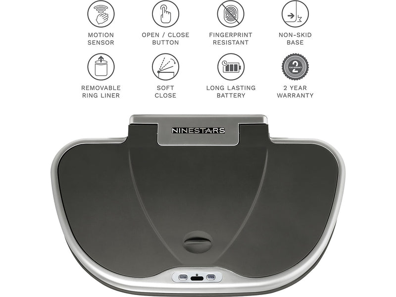 Nine Stars Stainless Steel Dual-Compartment Motion Sensor Trash Can, 18.5-Gallon, Silver (DZT-70-R3)