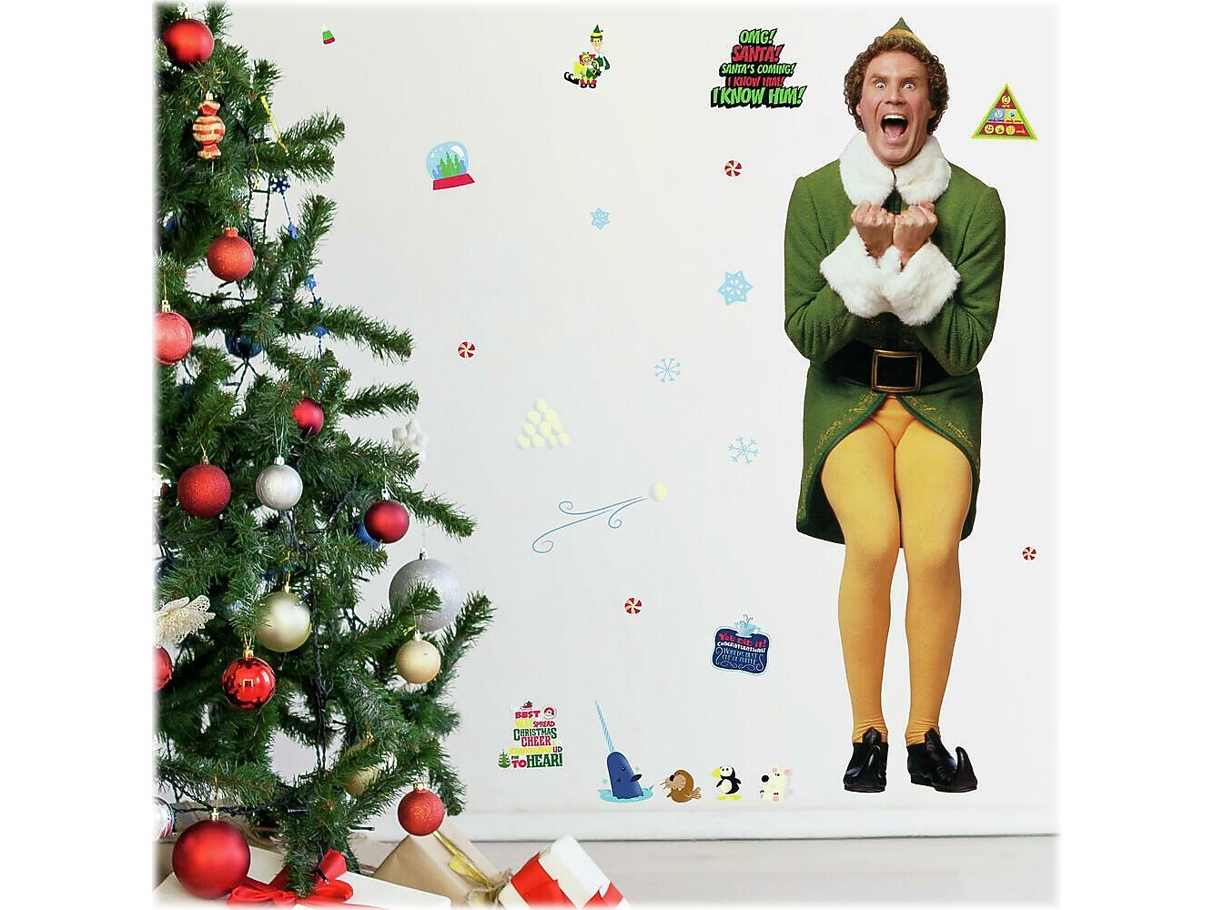 RoomMates Buddy the Elf Contemporary Wall Decal Set, Holiday (RMK4339GM)