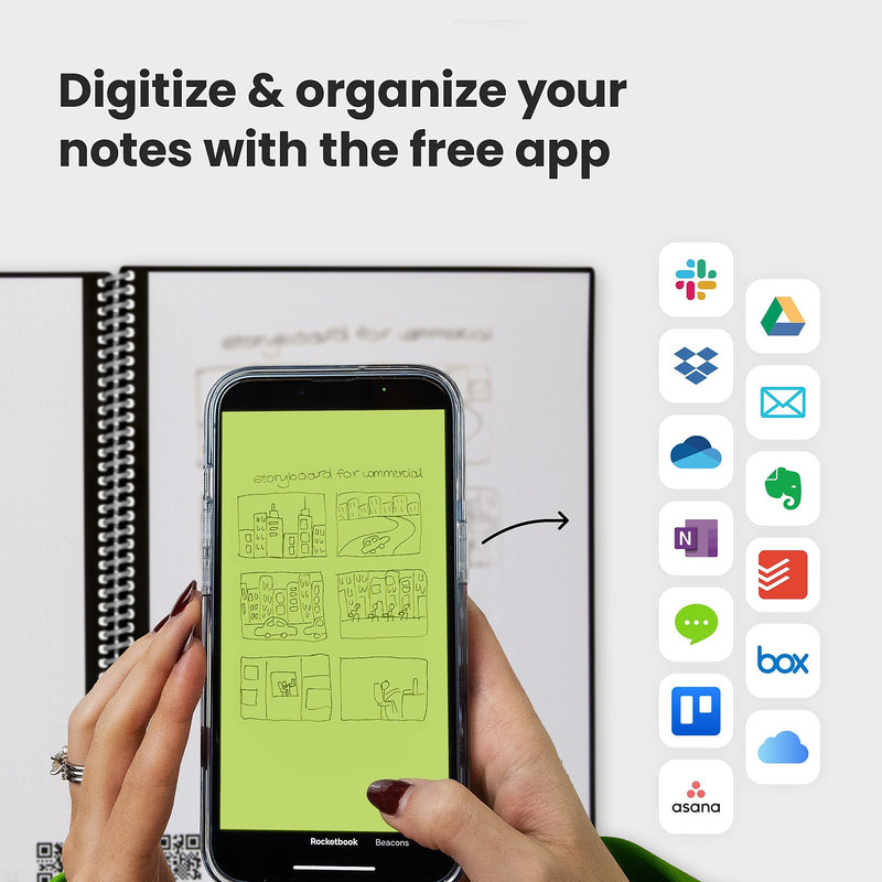 Rocketbook Fusion Reusable Notebook Planner Combo, 8.5" x 11", 42 Sheets, Blue (EVRF-L-RC-CDF-FR)
