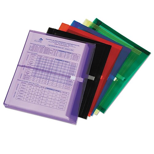 AbilityOne SKILCRAFT Hook/Loop Side-load Expansion Envelopes, Document, Letter, Hook & Loop, Polypropylene, 6/Pack, Assorted
