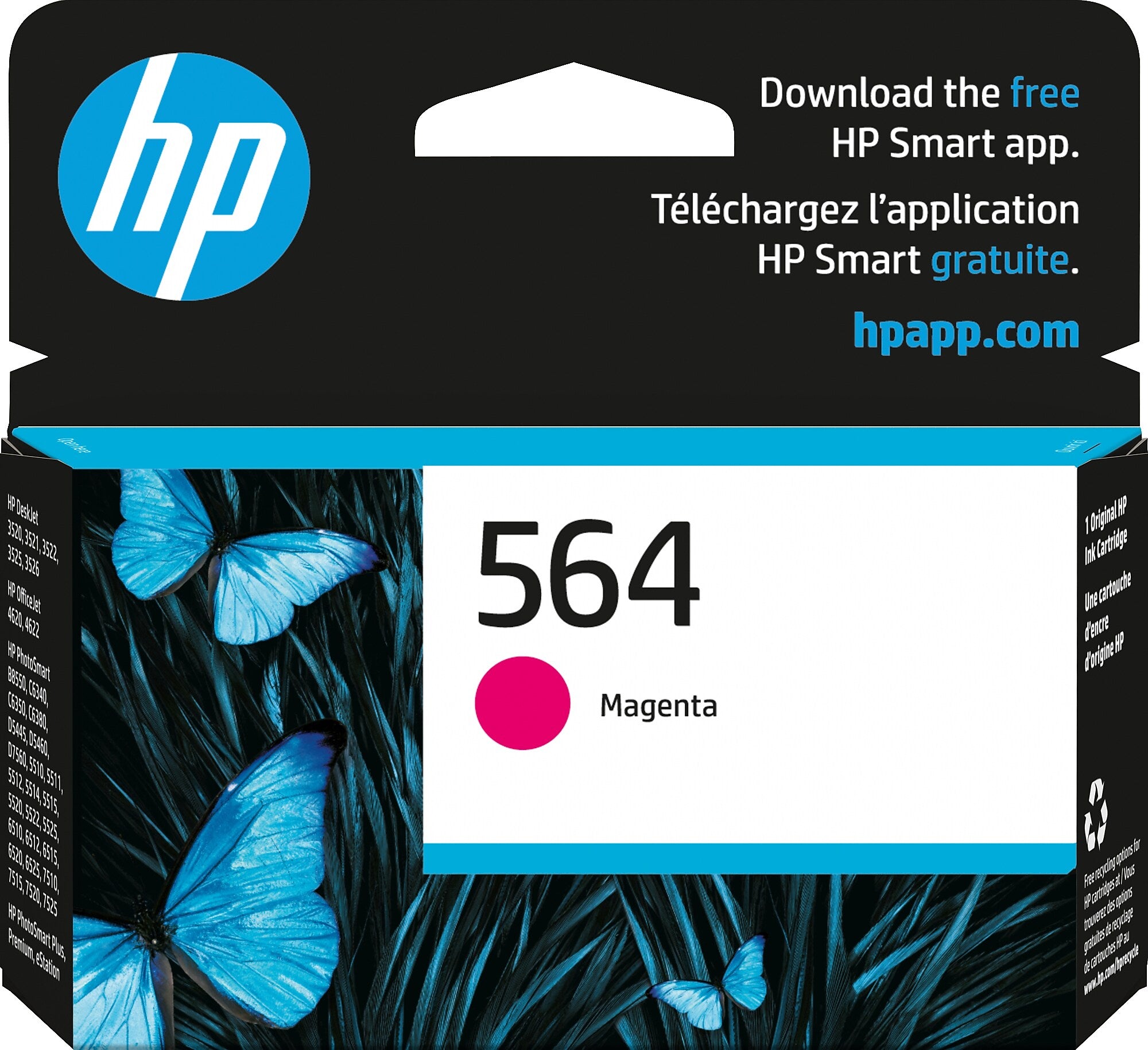 HP 564 Magenta Standard Yield Ink Cartridge, Prints Up to 300 Pages (CB319WN#140)