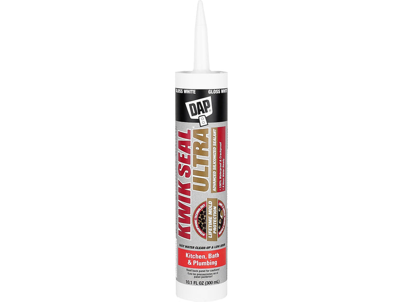 Dap KWIK SEAL ULTRA Advanced Siliconized Sealant, 10.1 Fl. Oz., Gloss White, 12/Pack (7079818897)