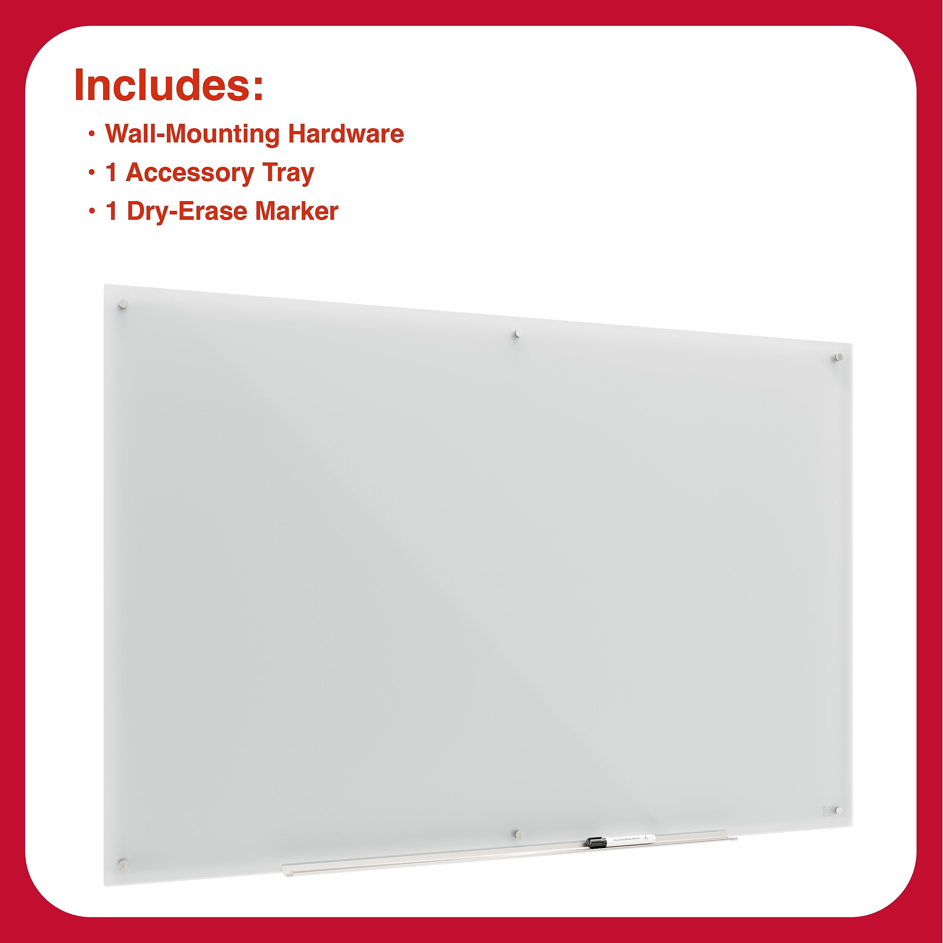 TRU RED™ Tempered Glass Dry Erase Board, Frosted, 6' x 4' (TR62826)