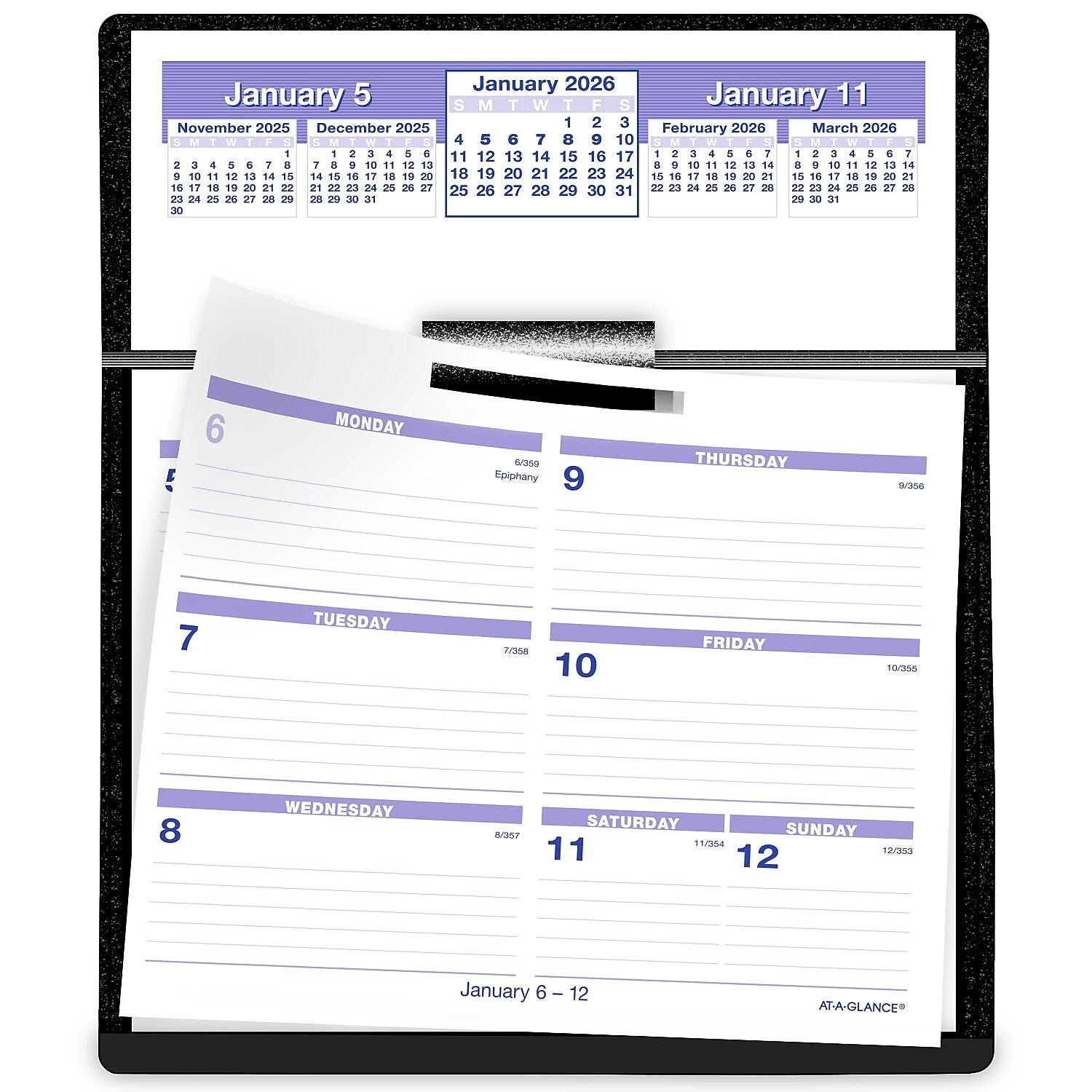 2026 AT-A-GLANCE Flip-A-Week 5.5" x 7" Weekly Desk Calendar, White/Purple (SW700X-00-26)