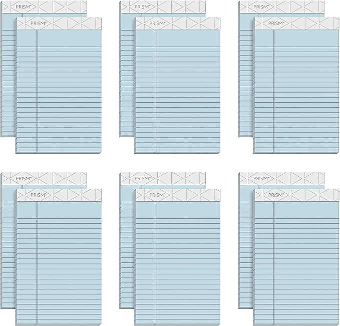 TOPS Prism+ Writing Notepads, 5" x 8", Narrow Ruled, Blue, 50 Sheets/Pad, 12 Pads/Pack (63020)