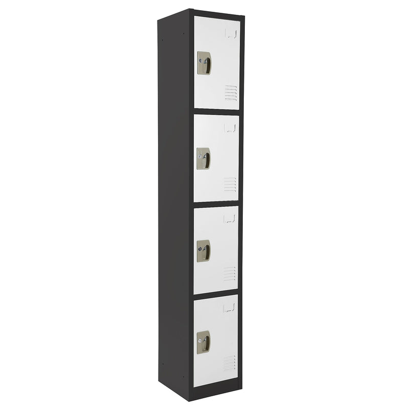 AdirOffice 72" 4-Tier Black and White Storage Locker, 4/Pack (ADI629-204-B-W-PKG-4)
