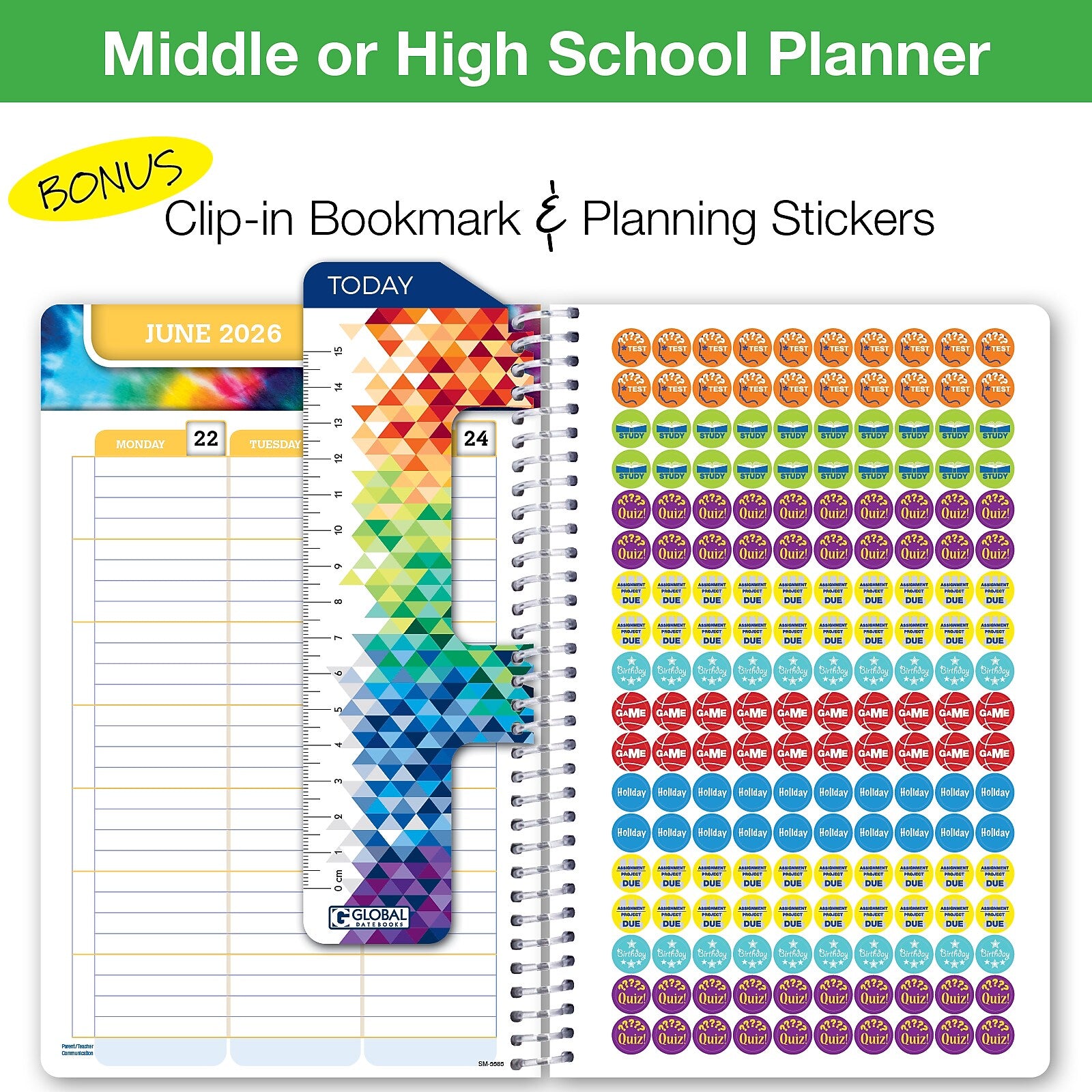 2025-2026 Global Printed Products White Brick 5.5" x 8.5" Academic Weekly & Monthly Planner,  Paper Cover