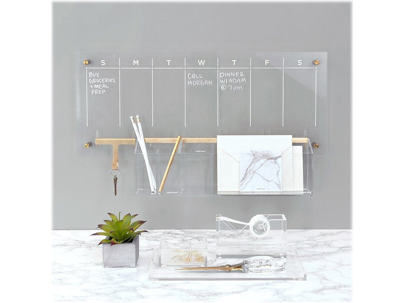 Russell+Hazel 10" x 24" Dry-Erase Weekly Wall Calendar Bundle, Clear/White (54446)