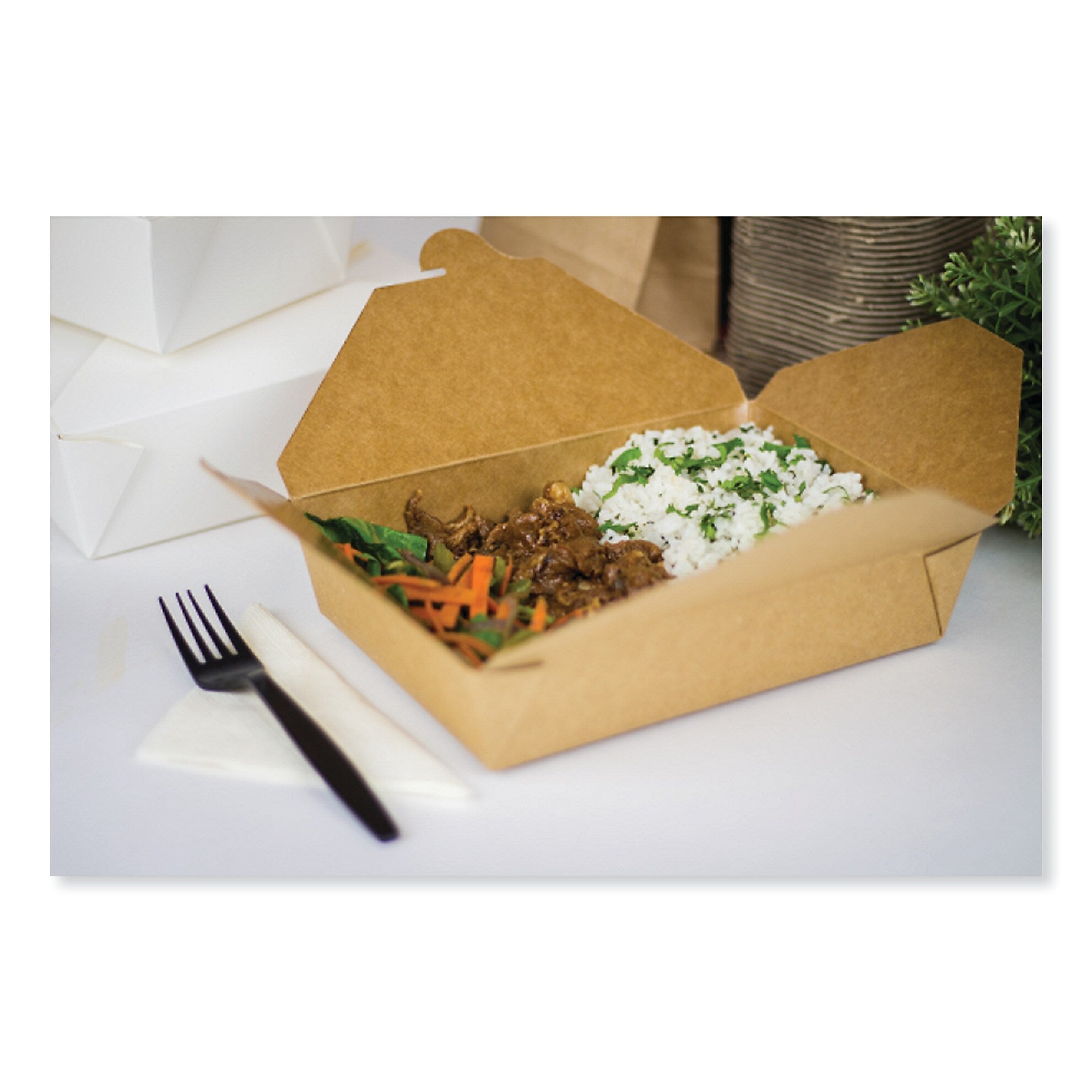 GEN Reclosable Kraft Take-Out Box, 54 oz, Paper, 200/Carton