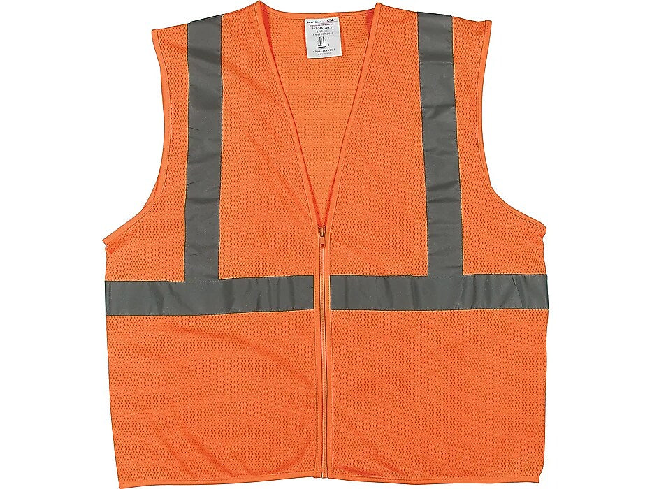 Protective Industrial Products High Visibility Sleeveless Safety Vest, ANSI Class R2, Orange, 3XL (302-MVGZOR-3X)