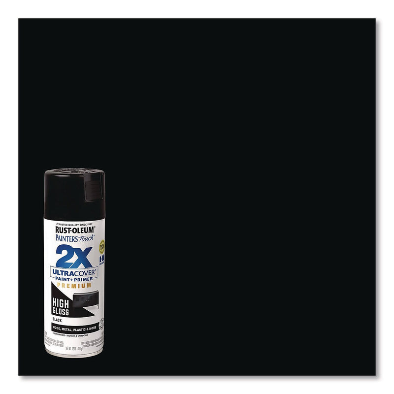 Rust-Oleum Painter's Touch 2X Ultra Cover Spray Paint, Black, 12 oz., 6/Carton (331172)