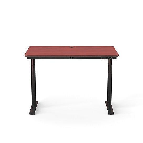 VersaDesk PowerLift 48"W Electric Rectangular Adjustable Standing Desk, Cherry/Black (PLSDR4830-BC-APP)