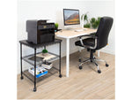 Mount-It! 3-Shelf Steel/Laminate Large Printer Cart with Wheels, Black (MI-7856)
