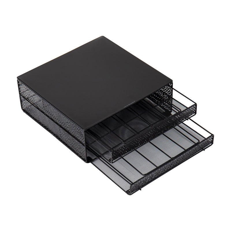 Mind Reader Plastic Coffee Pod Organizer with 2 Drawers, 72 Pod Capacity, Black (DBMTRAY-BLK)