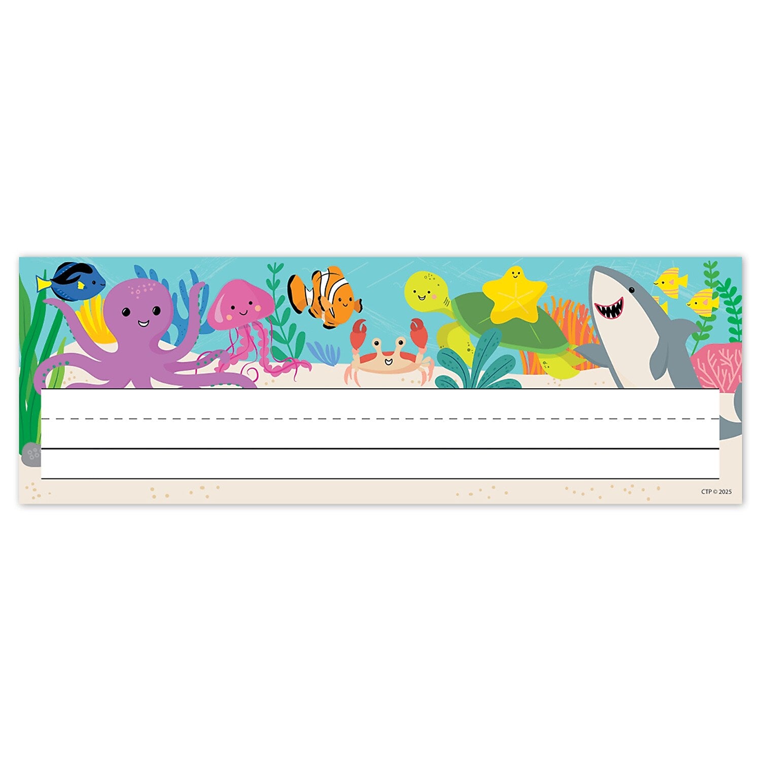 Creative Teaching Press Sea Friends School Name Plates, 9.5" x 3.75", 36/Pack, 3 Packs/Bundle (CTP11028-3)