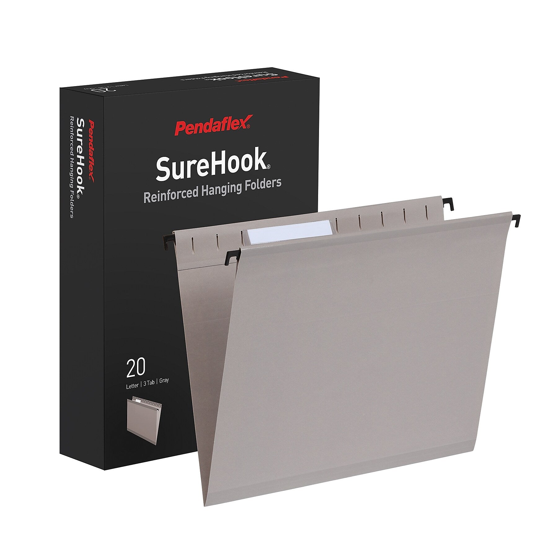 Pendaflex Heavy Duty Reinforced Hanging File Folder, Straight, Letter, Light gray, 20/Box (1006981)