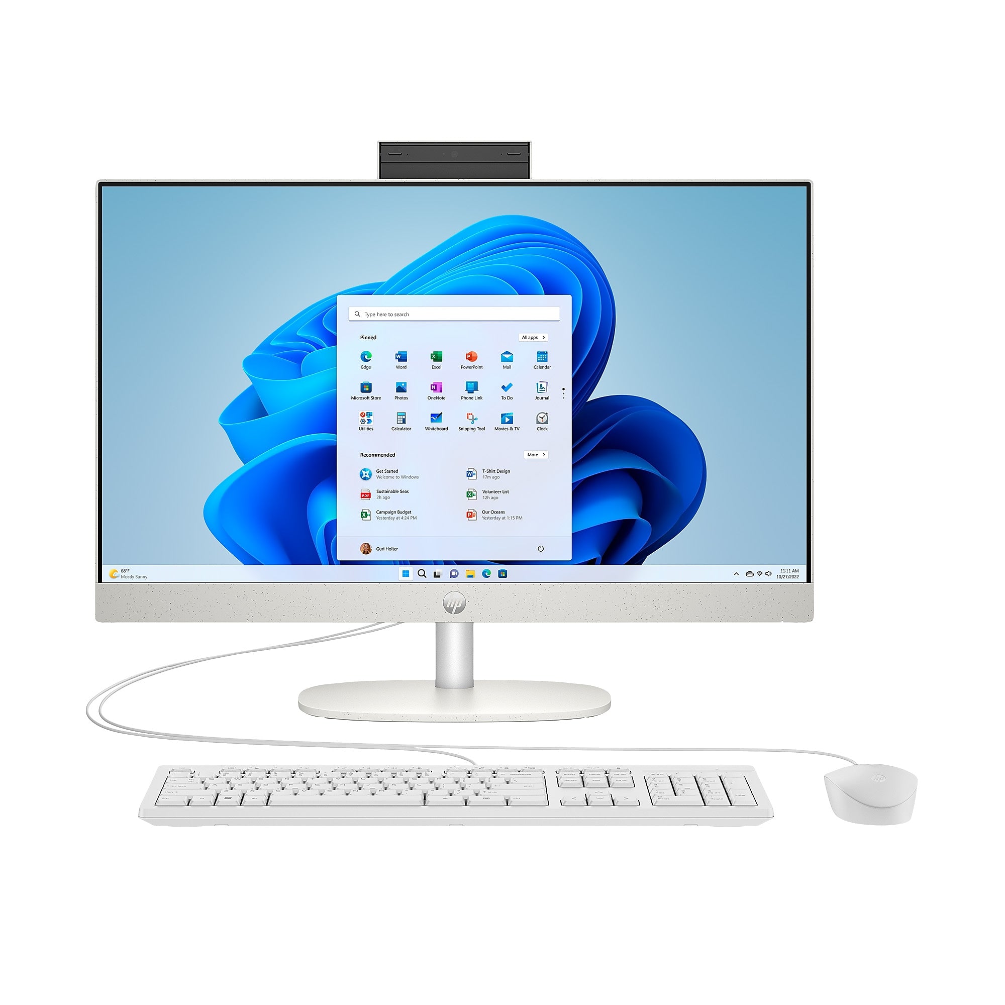 HP 24-cr0026 23.8" All-in-One Desktop Computer, Intel Core i3-N300, 8GB Memory, 256GB SSD (9W2H5AA#ABA)