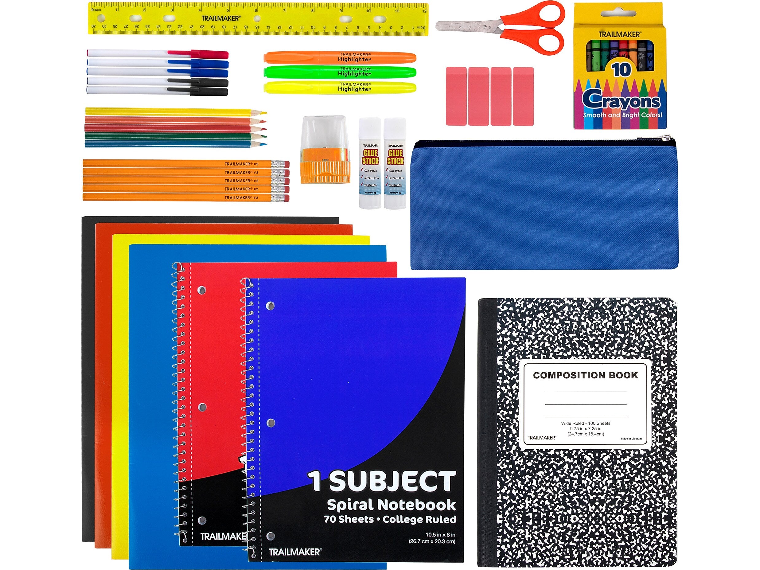 Trailmaker 45-Piece School Supply Kit, Assorted Colors (SS7671)