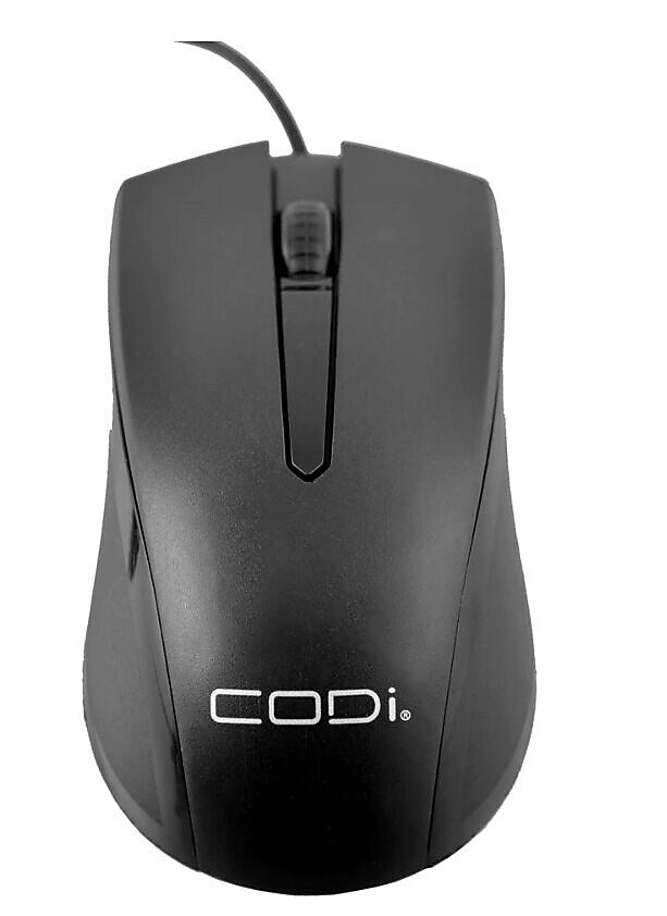 CODi Ergonomic Ambidextrous Optical USB Mouse, Black (A05017)