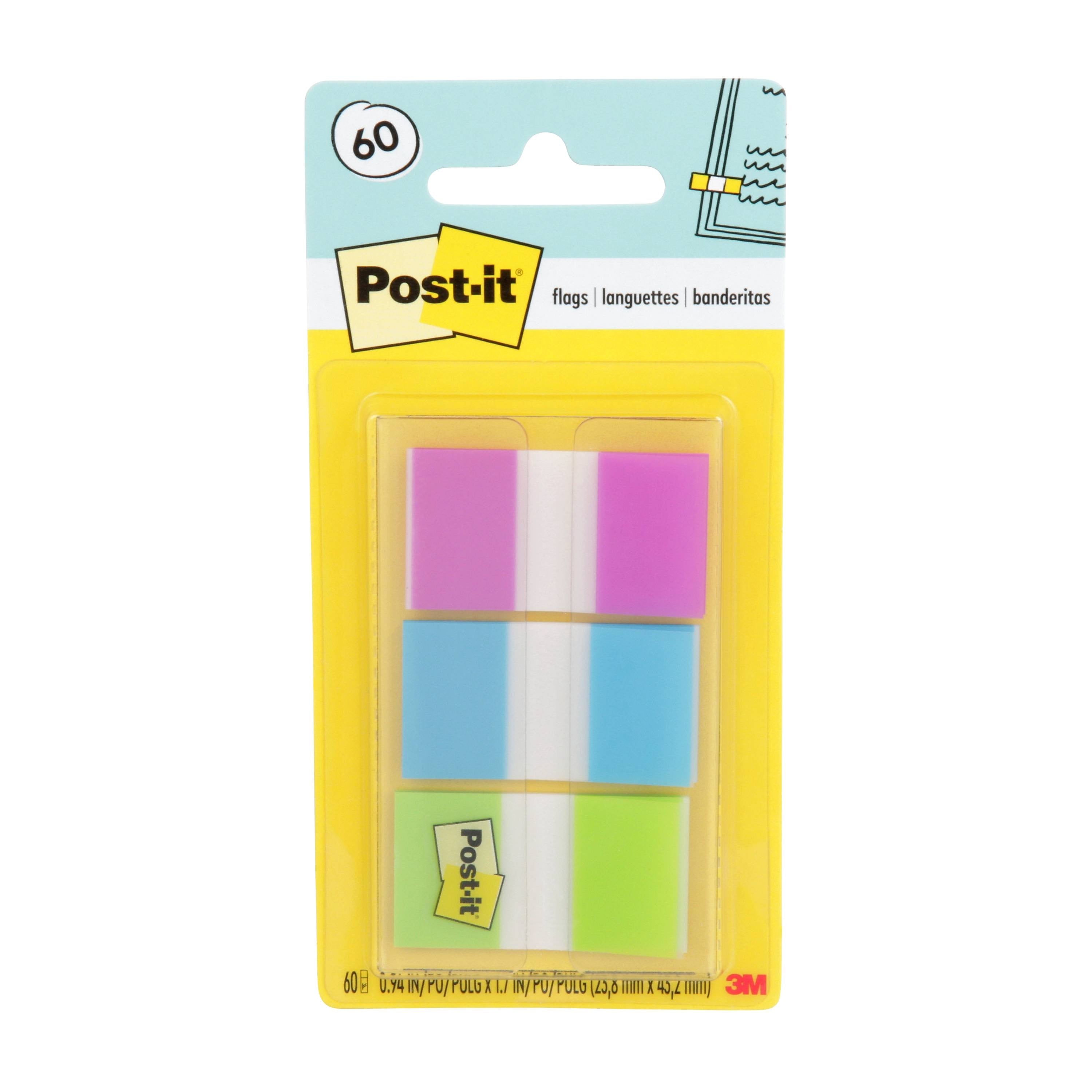 Post-it Flags, .94", Assorted Colors, 60 Flags/Pack (680-PBG)