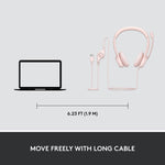 Logitech H390 Noise Canceling Stereo Headset, Rose (981-001280)