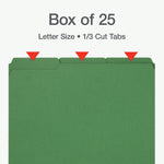 Pendaflex Recycled File Folder, 1/3-Cut Tab, Assorted, Letter Size, Green, 25/Box (1007009)