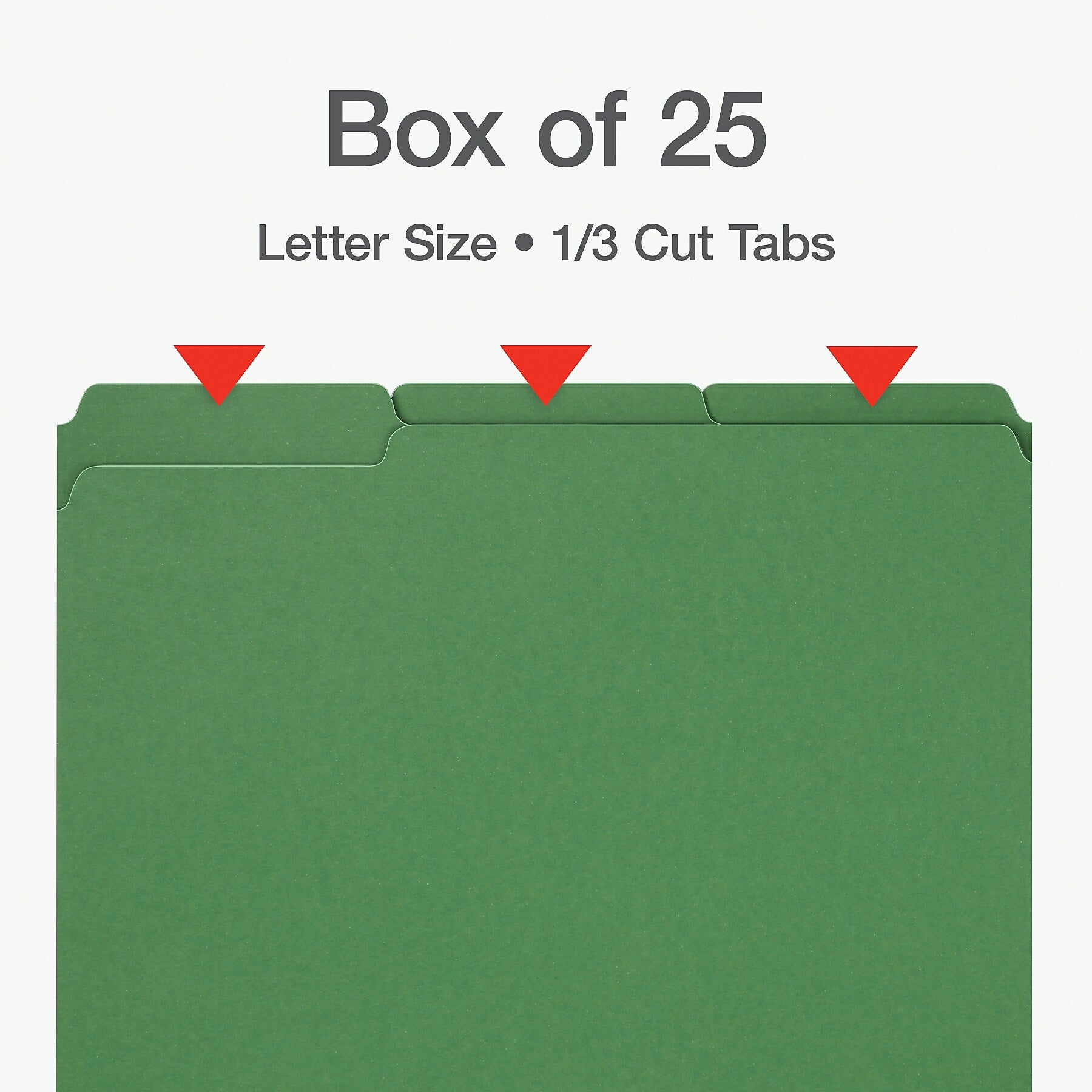 Pendaflex Recycled File Folder, 1/3-Cut Tab, Assorted, Letter Size, Green, 25/Box (1007009)