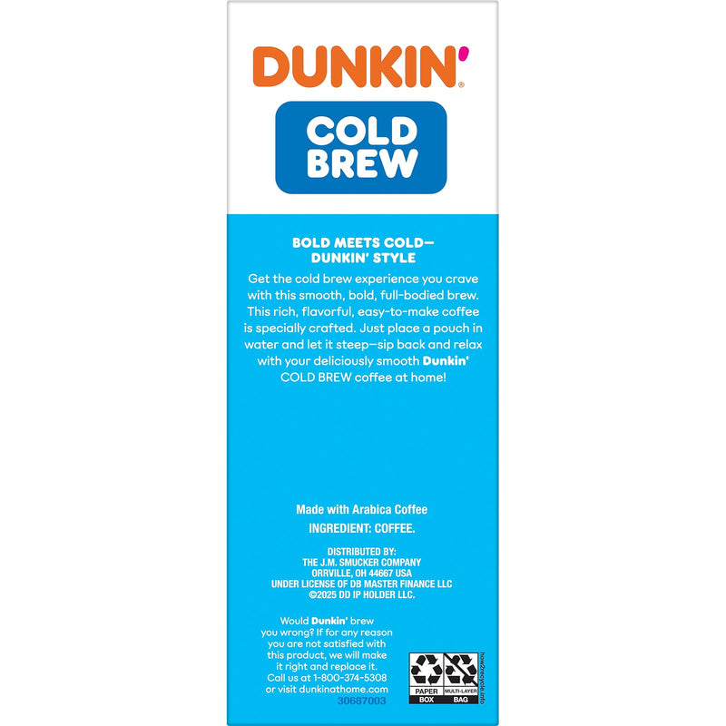 Dunkin' Cold Brew Ground Coffee Packets, 8.46 oz., 2/Box (8133400988)
