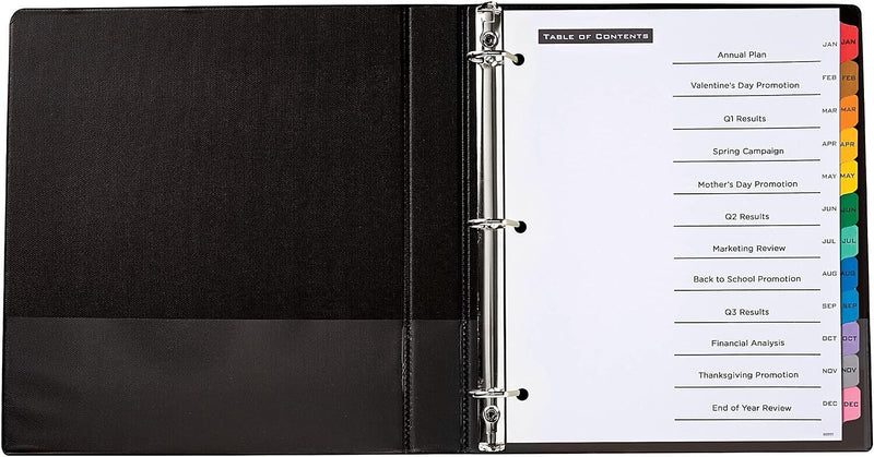 Avery Office Essentials Table 'n Tabs Pre-Printed Monthly Paper Divider, Jan-Dec Tabs, Multicolor, 1 Set (AVE11679)