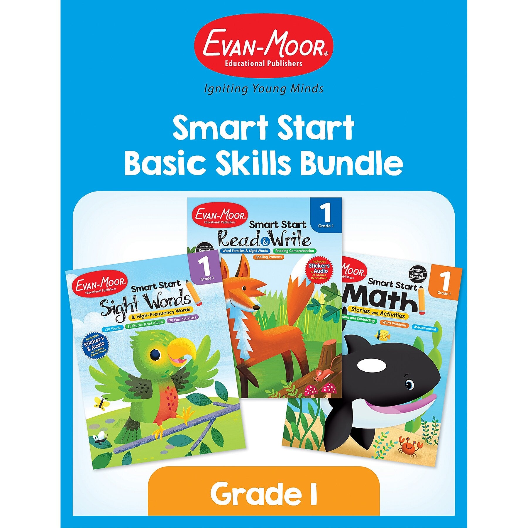 Evan-Moor Smart Start Acvitity Book Basic Skills Bundle, Grade 1 Workbook, 3 Books/Set
