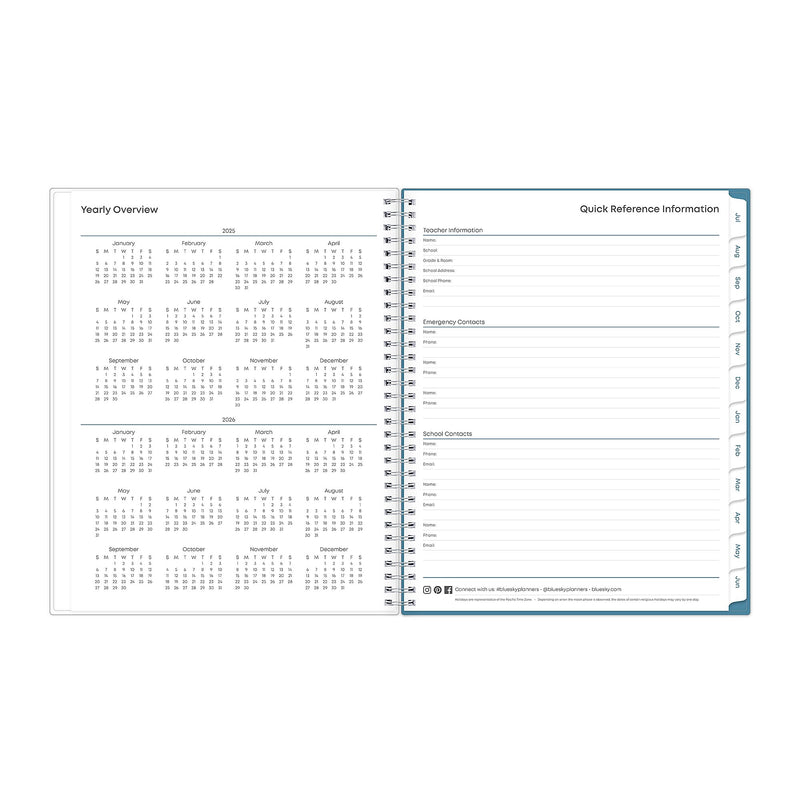 2025-2026 Blue Sky Ditsy Dapple 8.5" x 11" Academic Weekly & Monthly Planner, Plastic Cover, Multicolored (132002-A26)