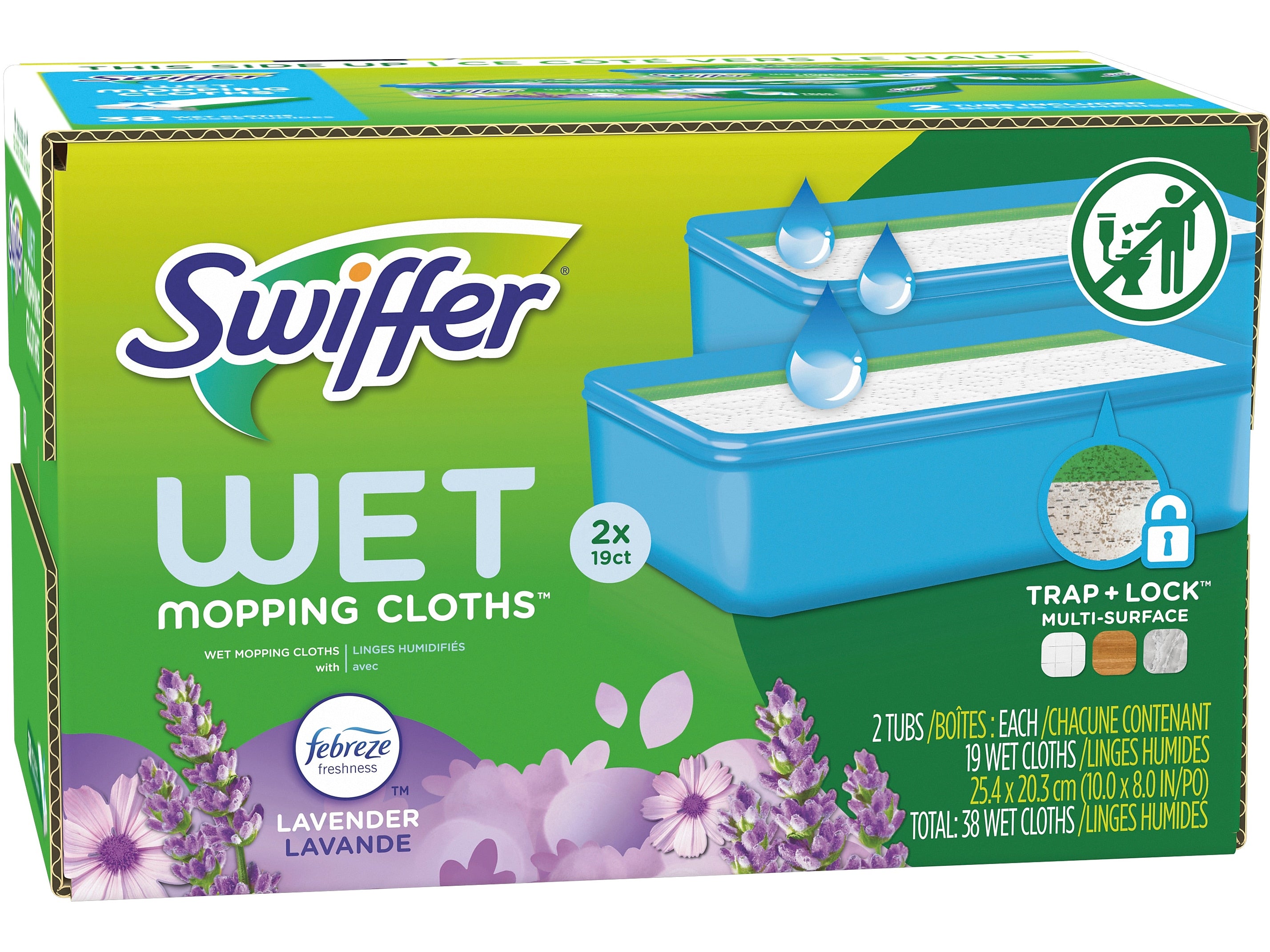 Swiffer Sweeper TRAP + LOCK Wet  Mop Cloth, Lavender, 38/Pack (00743)