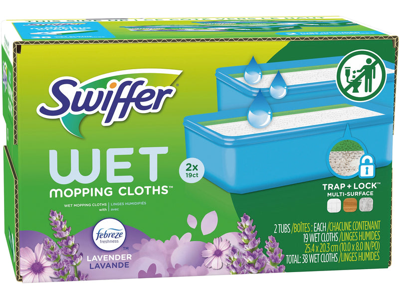 Swiffer Sweeper TRAP + LOCK Wet  Mop Cloth, Lavender, 38/Pack (00743)