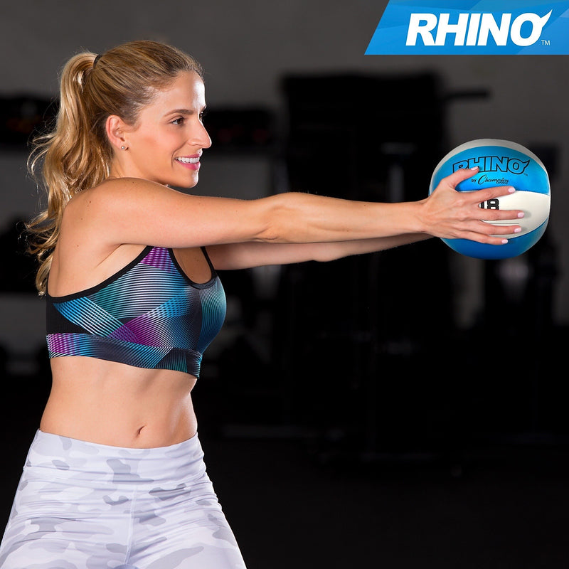 Champion Sports 18 lbs. Leather Medicine Ball, Teal/White (CHMP239)