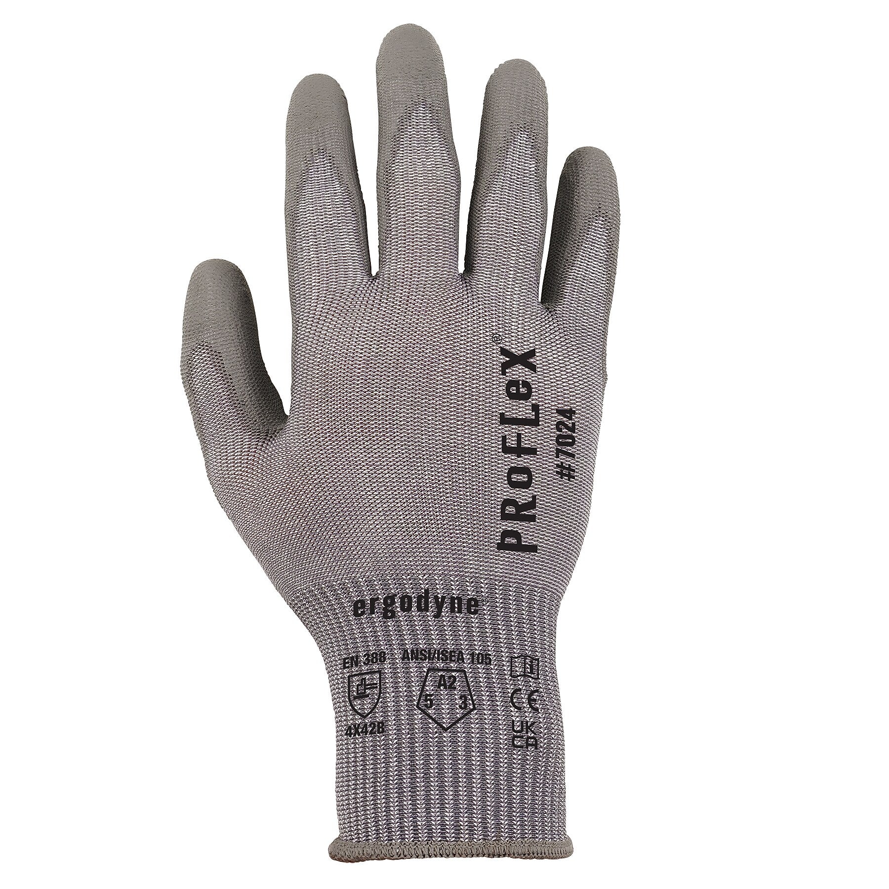 Ergodyne ProFlex 7024 PU Coated Cut-Resistant Gloves, ANSI A2, Gray, XXL, 12 Pair (10396)