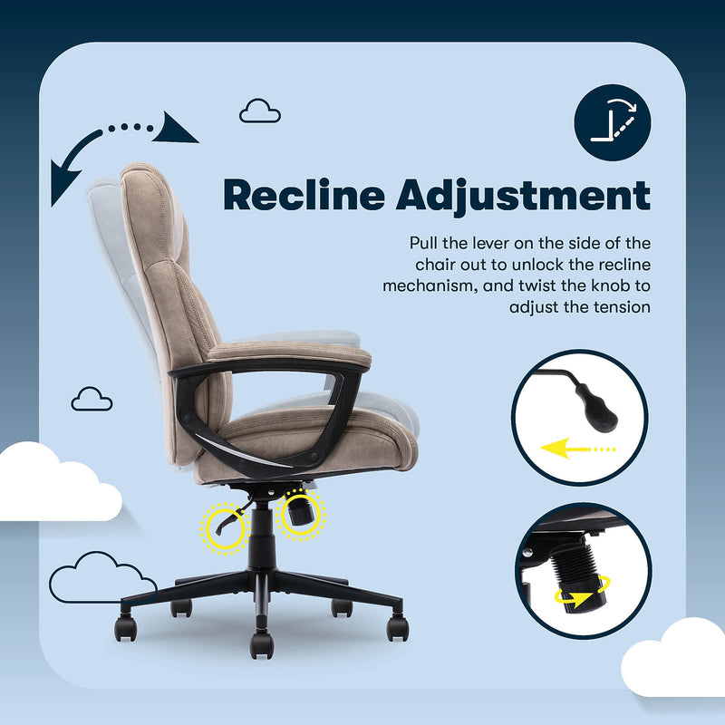 Serta Comfort Eco Ergonomic Velvet Fabric Swivel Executive Chair, Light Brown (CCHR10006C)