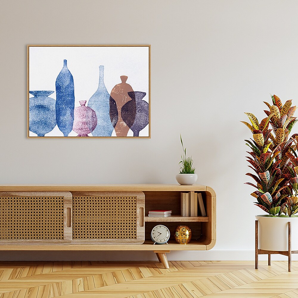 Amanti Art Vases 1 Blue by Pernille Folcarelli Framed Canvas Wall Art Print, 42" x 32" (A42677747979)