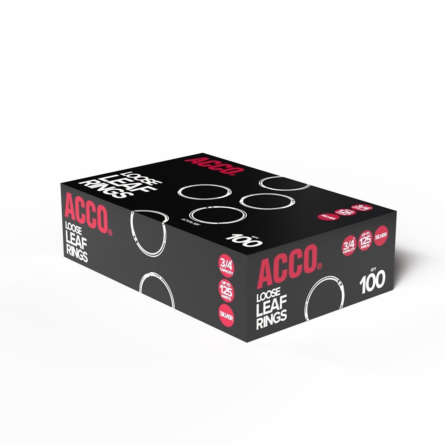 ACCO Book Ring, 3/4" Capacity, Silver, 100/Box (ACC72201)