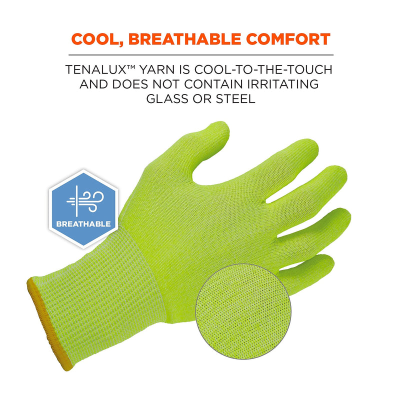 Ergodyne ProFlex 7040 Seamless Knit Cut Resistant Gloves, Food Safe, ANSI A4, Lime, Medium, 144 Pairs (18023)