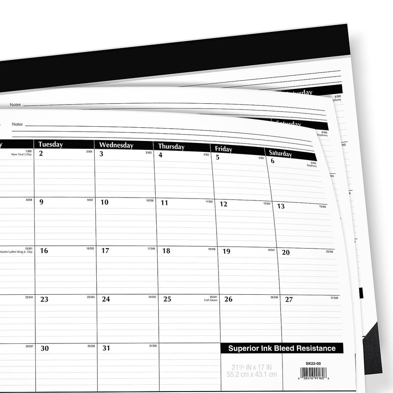 2026 AT-A-GLANCE 21.75" x 17" Monthly Desk Pad Calendar, White/Black (SK22-00-26)