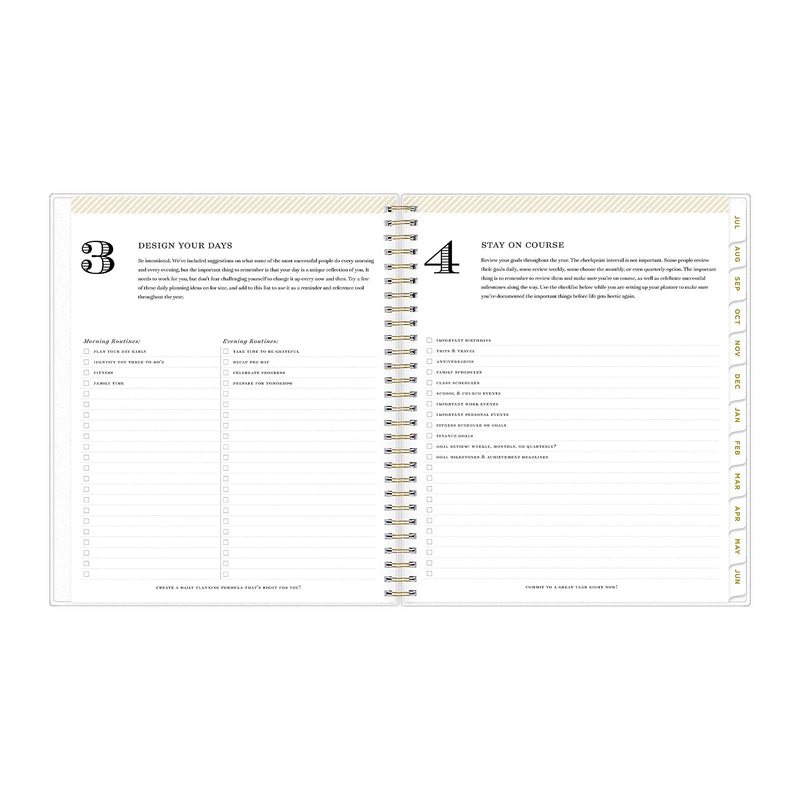2025-2026 Day Designer for Blue Sky Rugby Stripe 8" x 10" Academic Daily & Monthly Personal Organizer (137885-A26)