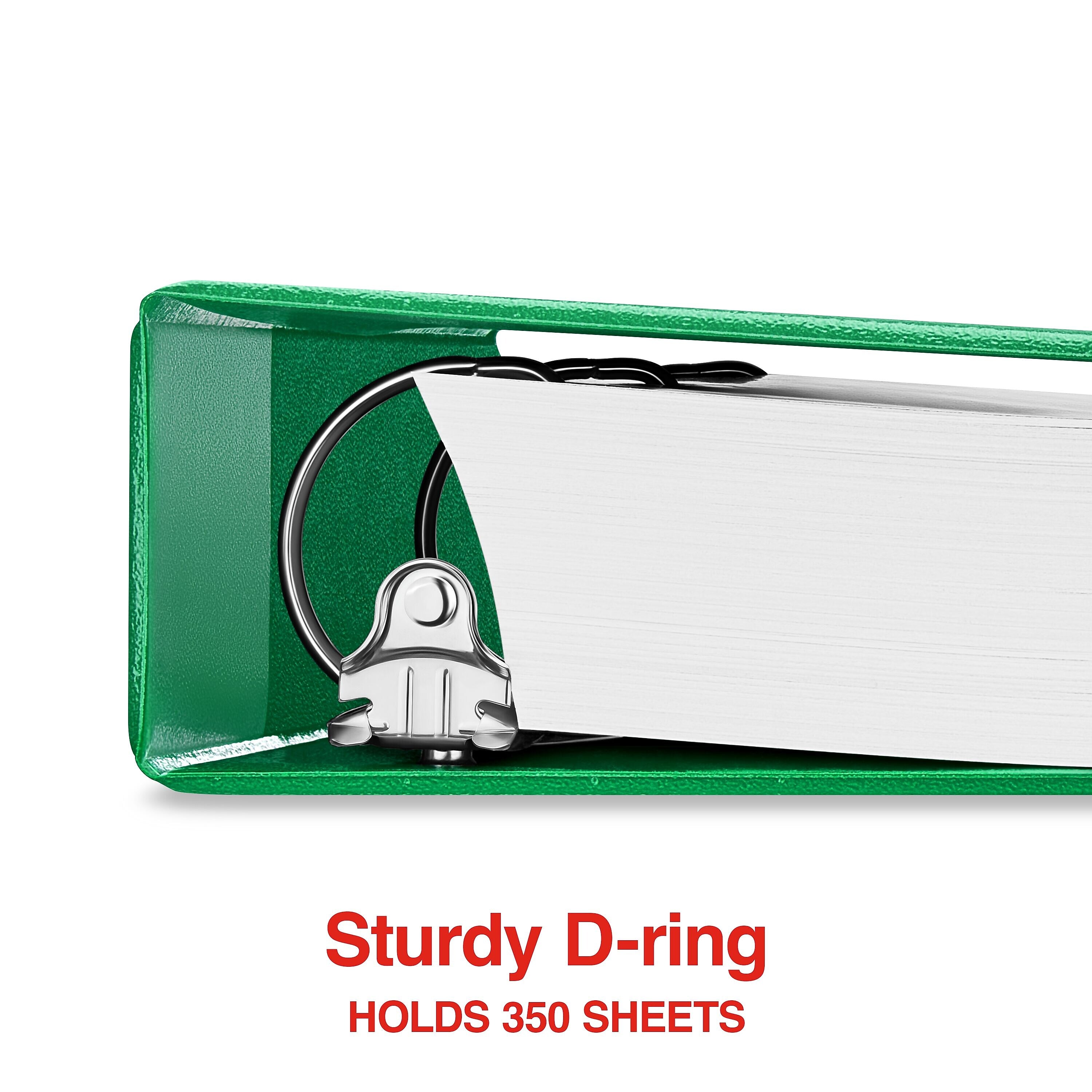 Staples 1 1/2" 3-Ring View Binders, D-Ring, Green (58687)