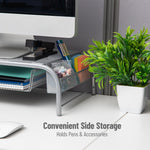 Mind Reader Monitor Stand with Paper Tray, Up to 33 lbs., Metal Mesh, Silver (MESHMONSTA-SIL)